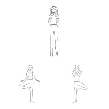 Duruş ve ruh hali işareti vektör tasarımı. Duruş ve kadın hisse senedi vektör çizim koleksiyonu.