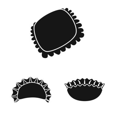 Mutfağın izole nesnesi ve meze logosu. Mutfak seti ve gıda stok vektör illüstrasyon.