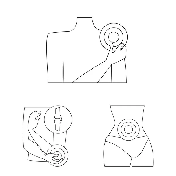 Ilustração vetorial de osso e ícone de inflamação. Conjunto de símbolos de osso e de caldo de feridas para a teia . — Vetor de Stock