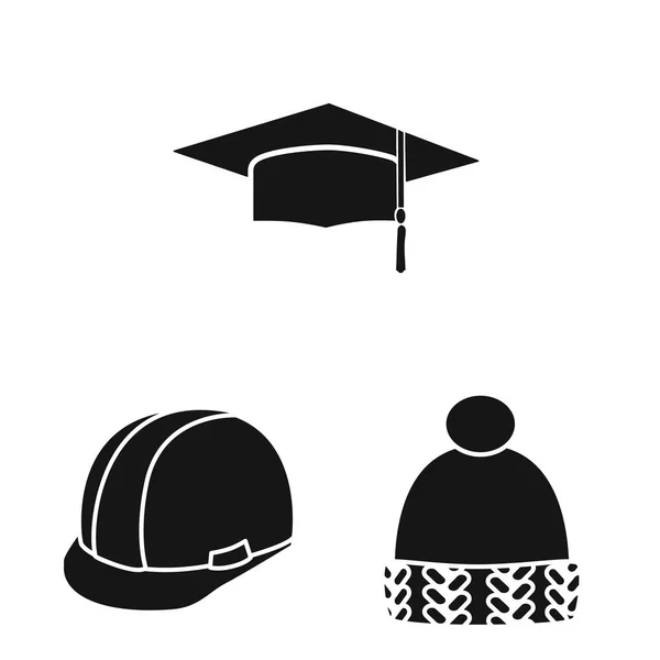 Vector design of beanie and beret sign. Set of beanie and napper stock symbol for web. — Stock Vector