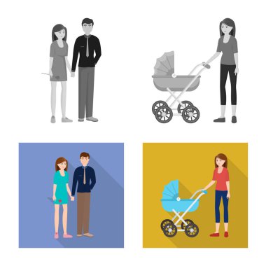 Karakter ve avatar simge vektör tasarımı. Web için karakter ve portre hisse senedi simgesi kümesi.