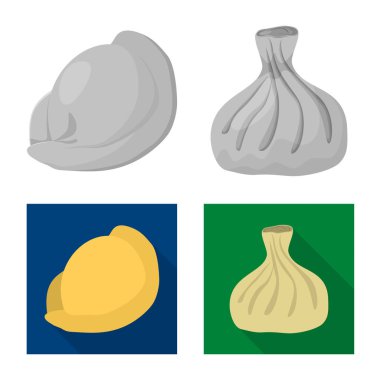 Ürünler ve pişirme logo vektör tasarımı. Ürünler ve meze hisse senedi vektör çizim.