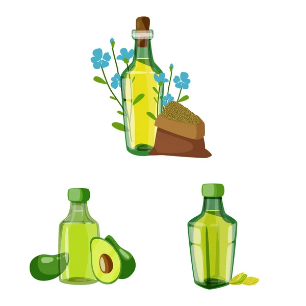 Vector ontwerp van fles en glas teken. Set van fles en landbouw Stock vector illustratie. — Stockvector