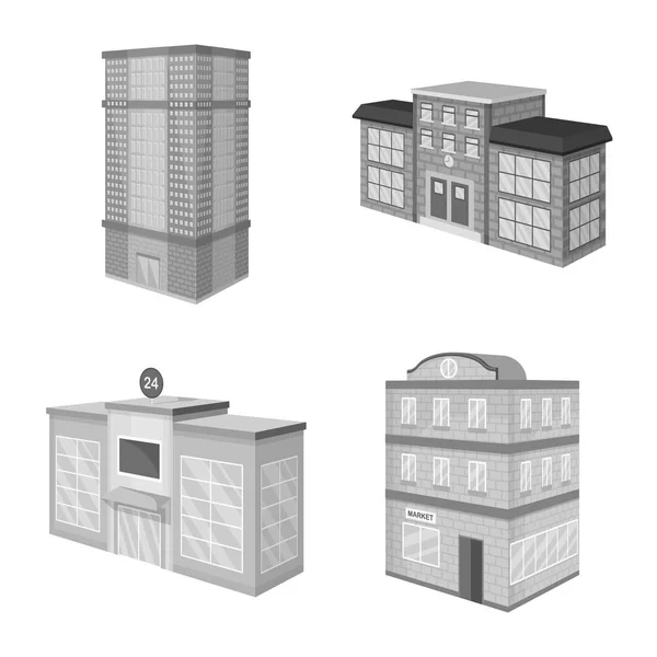 Objet isolé de la réalité et icône moderne. Ensemble d'illustrations vectorielles de biens immobiliers et de matériel de construction . — Image vectorielle