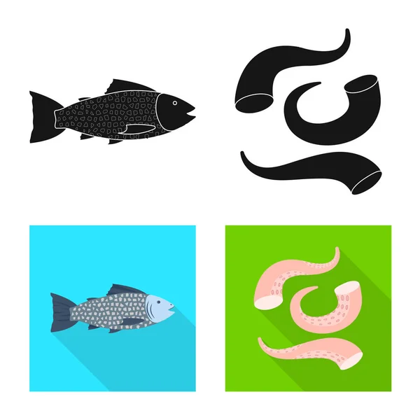 Diseño vectorial del logotipo fresco y del restaurante. Conjunto de ilustración de vector de stock fresco y marino . — Vector de stock