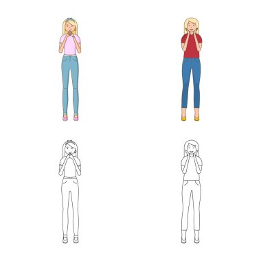 Duruş ve ruh hali işareti vektör Illustration. Duruş ve kadın hisse senedi vektör çizim koleksiyonu.