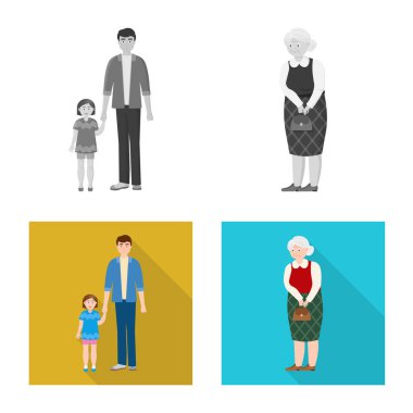 Karakter ve avatar simge vektör Illustration. Hisse senedi için karakter ve portre vektör simge topluluğu.