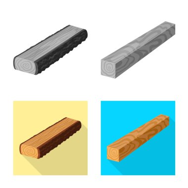 Ağaç ve ham işareti vektör tasarımı. Ağaç ve inşaat hisse senedi vektör çizim topluluğu.