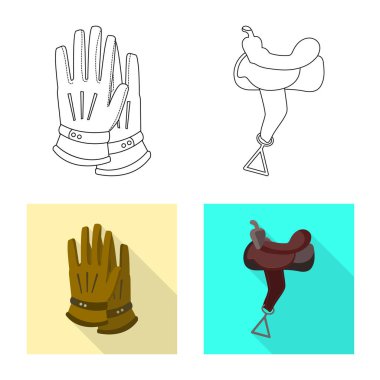 Ekipman ve Binicilik simge vektör tasarımı. Hisse senedi için ekipman ve rekabet vektör simge kümesi.