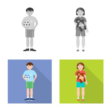 Karakter ve avatar simge vektör tasarımı. Hisse senedi için karakter ve portre vektör simge kümesi.