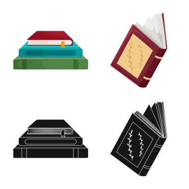 İşareti eğitim ve kapak tasarımını vektör. Eğitim ve hisse senedi için kitapçı vektör simge koleksiyonu.