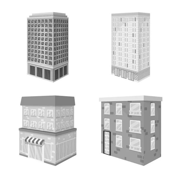 Vektor-Design von Immobilien und modernen Zeichen. Sammlung von Immobilien- und Gebäudevektorsymbolen für Aktien. — Stockvektor