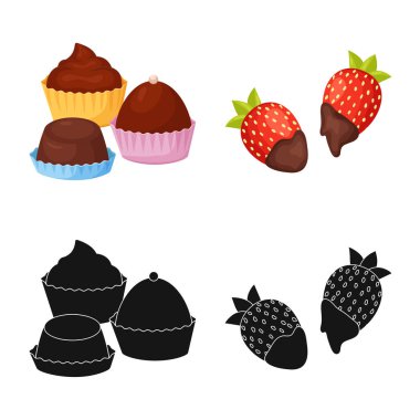 Gıda ve nefis simge vektör çizimi. Gıda ve web için kahverengi hisse senedi simgesi toplama.