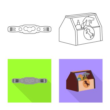 Vektör tasarım ekipman ve iz sürme. Web için ekipman ve rekabet hisse senedi simgesi kümesi.