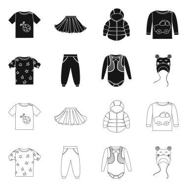 Moda ve giysi simge vektör tasarımı. Web için moda ve pamuk hisse senedi simgesi kümesi.