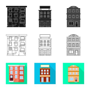 Belediye yalıtılmış nesne ve merkezi oturum açın. Belediye topluluğu ve hisse senedi için emlak vektör simgesi.