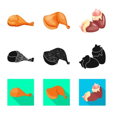 Ürün ve kümes hayvanları işareti vektör Illustration. Web için ürün ve tarım hisse senedi simgesi kümesi.