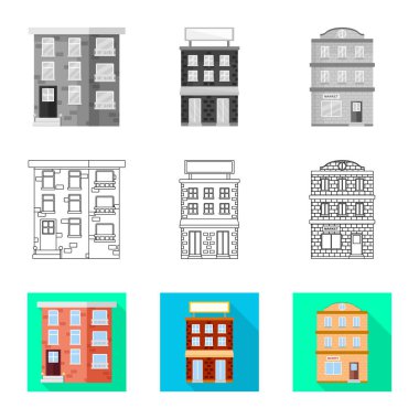 Belediye vektör tasarımı ve Merkez kutsal kişilerin resmi. Belediye ve Emlak hisse senedi simgesi için web topluluğu.