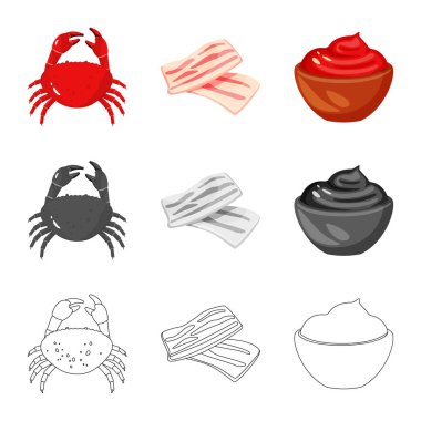 Tat ve ürün simgesini yalıtılmış nesne. Zevkli ve hisse senedi için pişirme vektör simgesi ayarla.