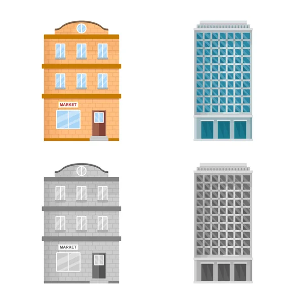Oggetto isolato di icona comunale e centrale. Raccolta di illustrazione vettoriale comunale e immobiliare . — Vettoriale Stock
