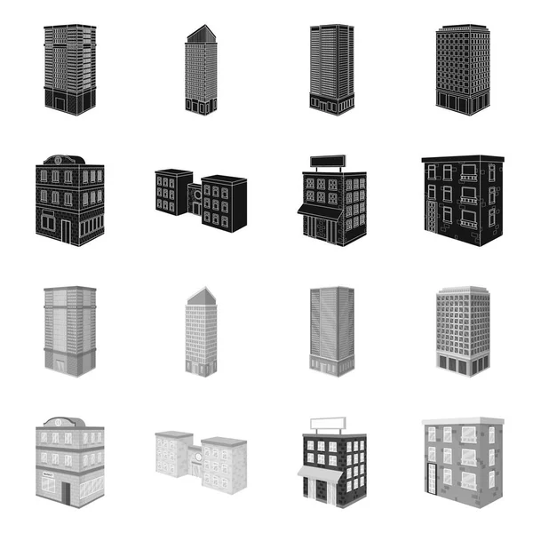 Vektoros illusztráció és építőipari épület szimbólum. Építőipar és ingatlan vektor ikon készletek. — Stock Vector