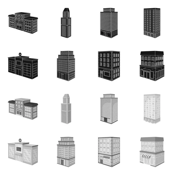 Isoliertes Bauobjekt und Bausymbol. Sammlung von Bau- und Immobilienvektorsymbolen für Aktien. — Stockvektor