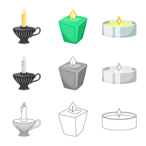 Objet isolé de détente et symbole de flamme. Collection de relaxation et de cire symbole de stock pour le web . — Image vectorielle