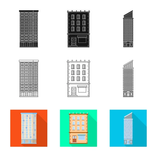 Objet isolé de signe municipal et central. Ensemble d'illustration vectorielle de stock municipal et immobilier . — Image vectorielle