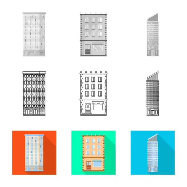 Illustration vectorielle du logo municipal et central. Collection d'icône vectorielle municipale et immobilière pour stock . — Image vectorielle