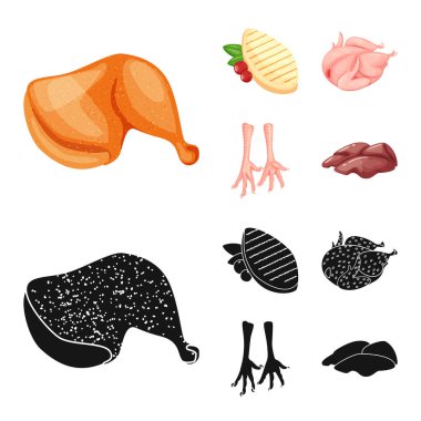 Ürün ve kümes hayvanları simge vektör tasarımı. Ürün ve tarım hisse senedi vektör çizim topluluğu.