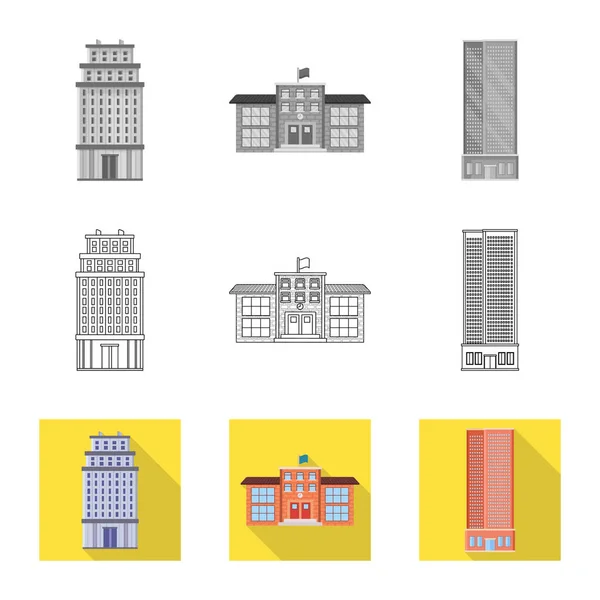 Objeto isolado de sinal municipal e central. Coleção de ilustração vetorial de estoque municipal e imobiliário . — Vetor de Stock