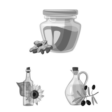 Beslenme ve organik logosu izole nesne. Stok için beslenme ve cam vektör simgesi seti.