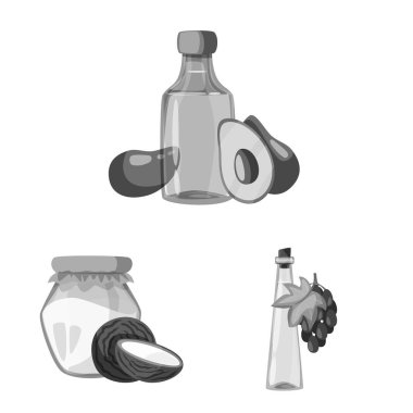 Beslenme ve organik işareti izole nesne. Web için beslenme ve cam stok sembolü seti.