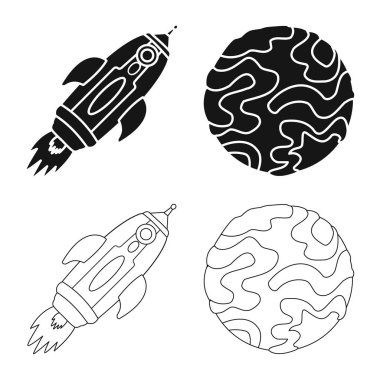 Astronomi ve teknoloji logo vektör Illustration. Web için Astronomi ve gökyüzü hisse senedi simgesi kümesi.