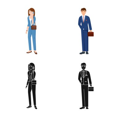 Karakter ve avatar işareti vektör tasarımı. Hisse senedi için karakter ve portre vektör simge topluluğu.