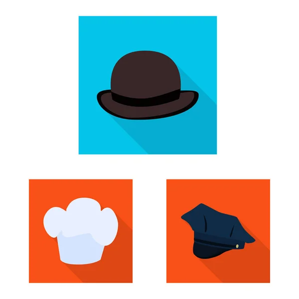 Illustration vectorielle de la mode et de la profession signe. Collection de mode et chapeau stock symbole pour le web . — Image vectorielle
