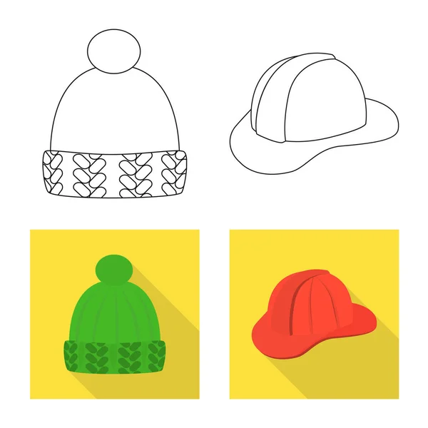 Illustration vectorielle des vêtements et de l'icône casquette. Ensemble de vêtements et icône vectorielle béret pour stock . — Image vectorielle