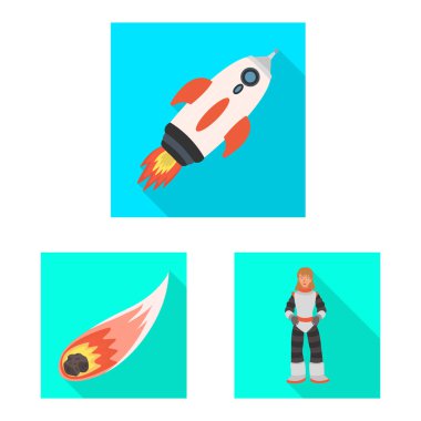 Bilimin izole nesnesi ve kozmik logo. Stok lar için bilim ve teknoloji vektör simgesi seti.