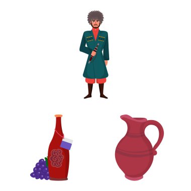 Kafkasya ve gelenekleri simgesi yalıtılmış nesne. Hisse senedi için Kafkasya ve öznitelikleri vektör simge kümesi.