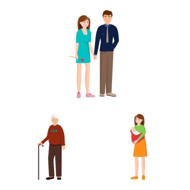 Aile ve insanların vektör Illustration işareti. Web için aile ve avatar stok sembolü koleksiyonu.