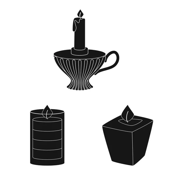 Objet isolé de lumière aux bougies et signe de décoration. Ensemble d'illustration vectorielle de bougies et de cire . — Image vectorielle