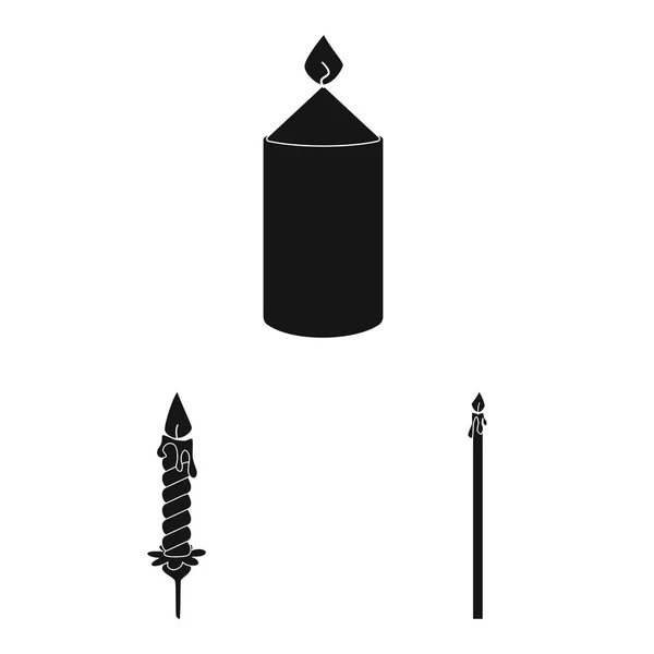 Diseño vectorial de la luz de las velas y el icono de decoración. Conjunto de velas y cera icono del vector para la acción . — Vector de stock