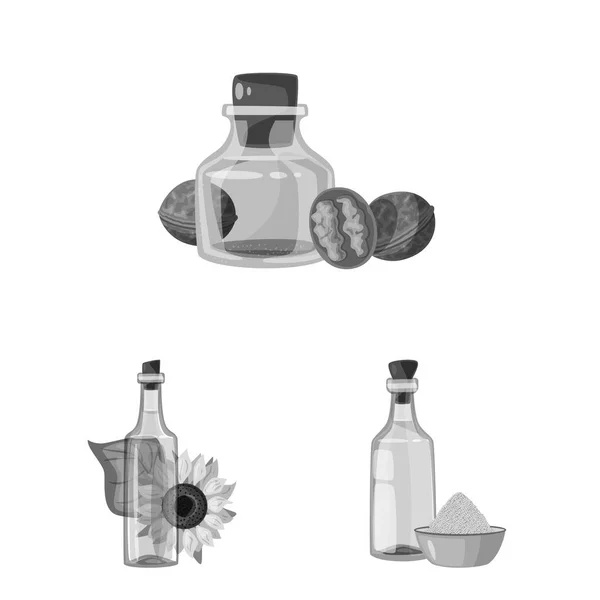 Objeto isolado de símbolo de nutrição e orgânicos. Conjunto de nutrição e ilustração vetorial de estoque de vidro . — Vetor de Stock