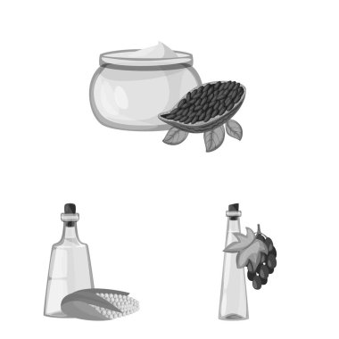 Beslenme ve organik sembolü vektör tasarımı. Beslenme ve cam stok vektör illüstrasyon seti.