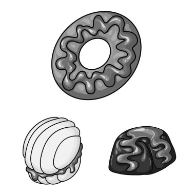 Tatlı ve karamel logo yalıtılmış nesne. Tatlı ve mutfak hisse senedi vektör çizim seti.