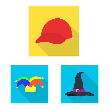 Moda ve meslek simgesi vektör illüstrasyon. Stok için moda ve kap vektör simgesi koleksiyonu.