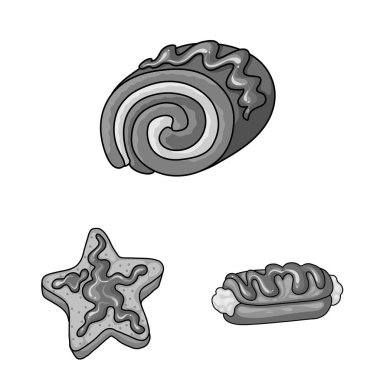 Tatlı ve karamel logosu vektör illüstrasyon. Stok için tatlı ve mutfak vektör simgesi koleksiyonu.