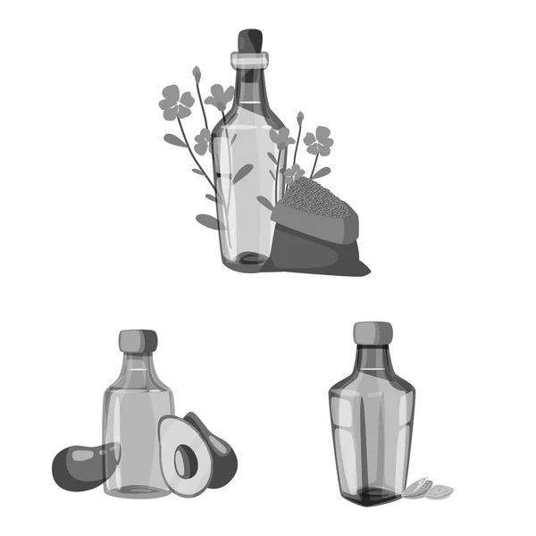 Vectorillustratie van voedings- en organics symbool. Set van voedings- en glas vector pictogram voor voorraad. — Stockvector