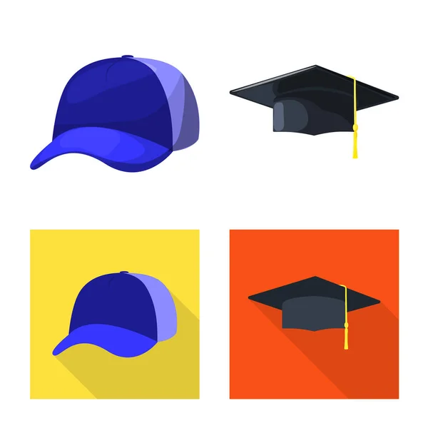 服と帽子のロゴのベクター デザイン。服とベレー帽 web 株式記号のセット. — ストックベクタ