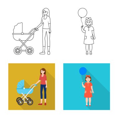 Vektör Illustration karakter ve avatar işareti. Karakter ve portre hisse senedi vektör çizim topluluğu.